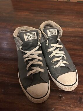 Converse Grey Leather High-Top Sneakers